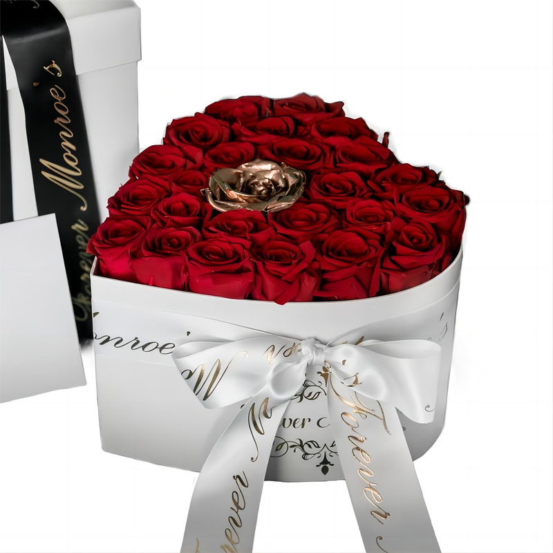 New Arrival Golden Supplier Preserved Roses Heart Roses That Last A Year Long Lasting Rose Preserved in Flower Box