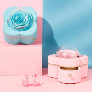 Wholesale Double Layer Gift Box Custom Logo Valentine Day Rose Flower Packaging Gift Box Acrylic Rose Soap Flower Jewelry Box