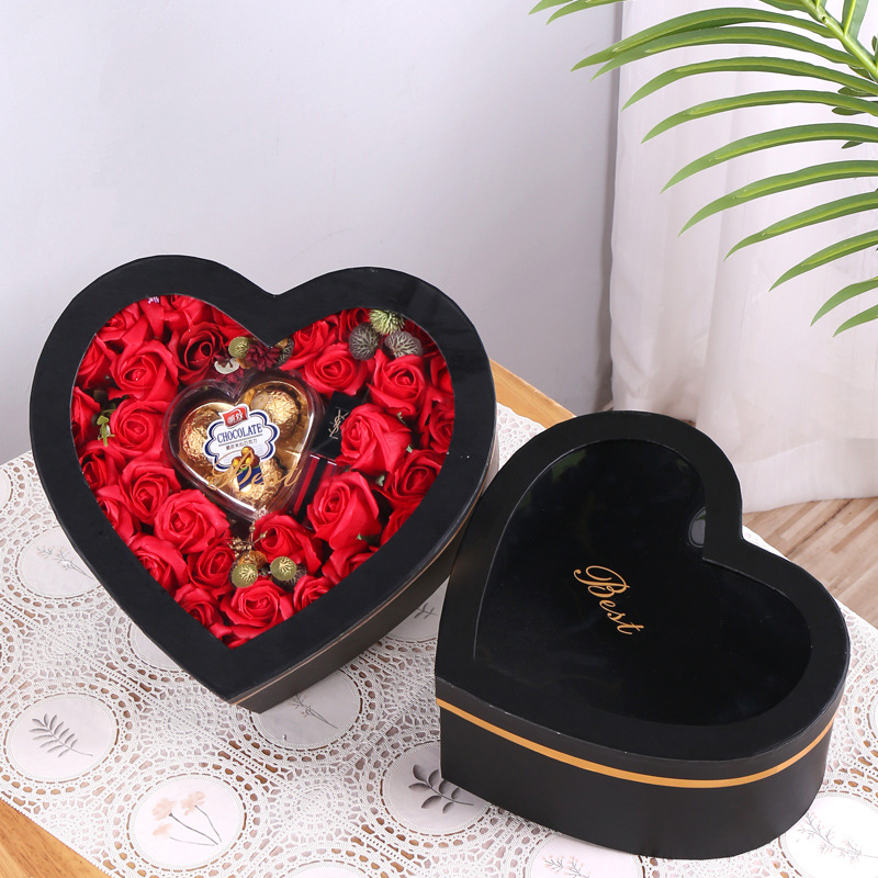 Heart Shaped Gift Box Pvc Window Opening Transparent Gift Box Wedding Ceremony Gift Packaging Box