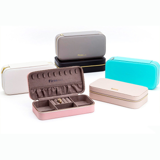 Custom Logo Travel Jewellery Organizer Rectangle Storage Jewelry Boxes Case Luxury White Leather Jewelry Box