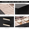 Wholesale Custom High Quality Pu Leather Black 5 Tiers Travel Jewelry Organizer Storage Box With Drawers