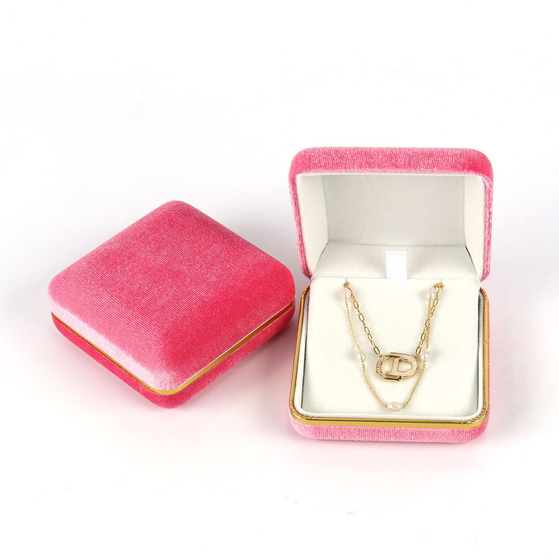 Luxury Jewellery Color Storage Box Packaging Softly Custom Logo Necklace Ring Gift Boxes Wholesale Velvet Red Black Jewelry Box
