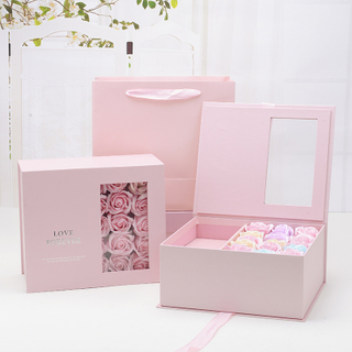 Wholesale Packaging Round Wedding Mothers Day Bouquets Ramadan Gift Mom Mushroom Rose Flower Bouquet Box