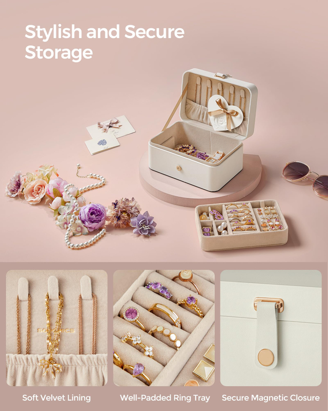 Fashion Design Jewelry Organizer 2-Layer Travel Jewelry Case Versatile Portable Earring Holder Necklace Storage Box