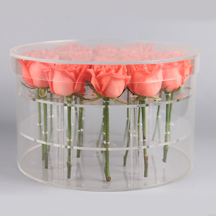 9 Holes Customizable Rectangular Transparent Flower Box Packaging Acrylic Flower Box Rose Protection Flower Box