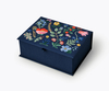 New Arrival Garden Party Blue Medium Embroidered Keepsake Magnetic Closure Foldable Gift Packaging Box