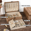 Double Layer Jewelry Organizer Box Solid Wood Jewelry Boxes Rustic Style Small Jewelry Box