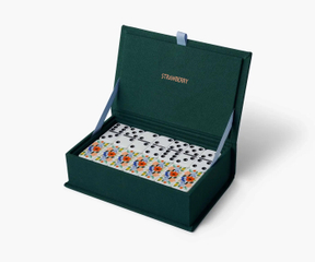 Custom Luxury Magnetic Flap Closure Embroidered Logo Velvet Empty Dominoes Game Storage Box Tournament Domino Games Case