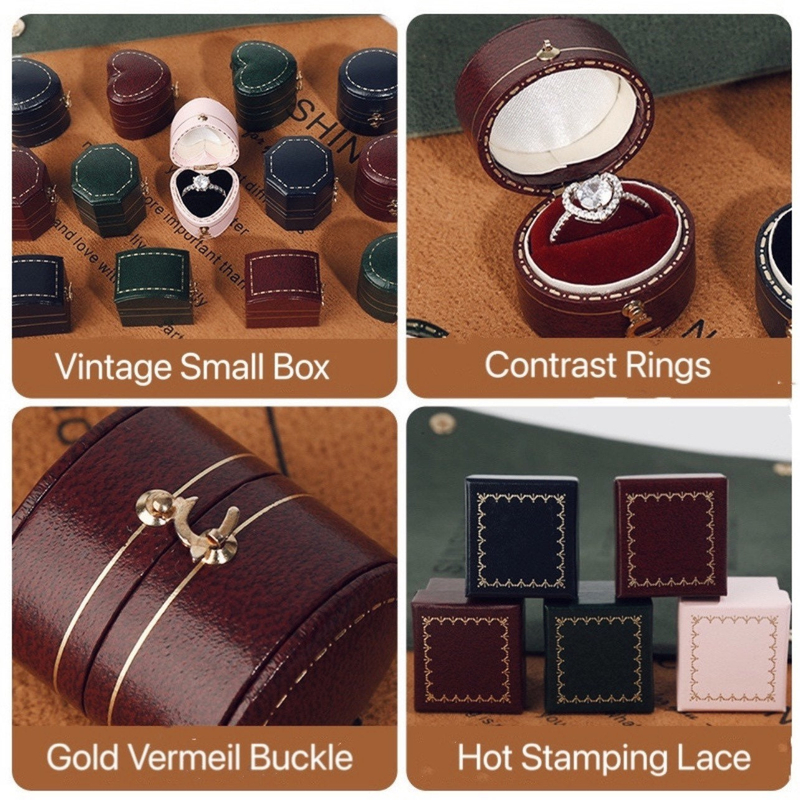 Wholesale Vintage Classic Engagement Proposal Ring Box Jewelry Boxes Package Heart Shape Jewelry Ring Box