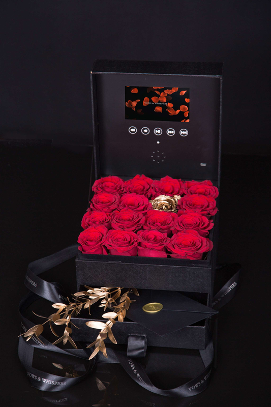 Luxury 4.3 Inch Lcd Screen Rigid Box Ring Jewelry Rose Flower Packaging Custom Video Gift Box With Drawer