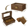 New Arrival 3 Slots Wooden Watch Organizer Case PU Leather Watch Display Storage Box with Glass Lid