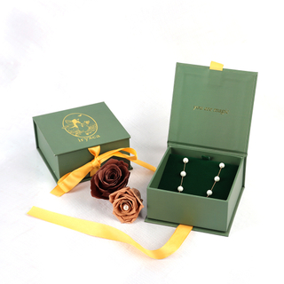 Creative Design Custom Logo Printed Satin Ribbon Paper Collapsible Necklace Jewelry Gift Box Ribbon Packaging Box for Jewelry