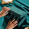 New Green 3-Layer Flannel Jewelry Organizer Box Necklaces Earrings Rings Display Holder Case for Women Large Capacity With Lock