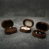 Luxury Oval Walnut Wood Ring Box Wedding Double Couple Ring Jewelry Box Gift Packaging