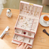 Wholesale Three Layers Girls Women PU Leather Jewelry Storage Case Rings Earrings Necklace Bracelets Jewellery Organizer Box