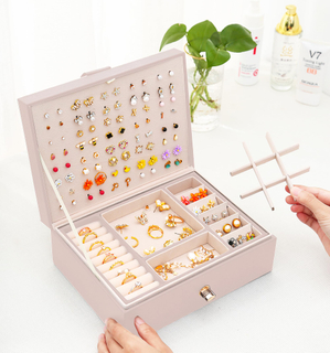 Two Layers Jewelry Storage Necklace Box Large Gift Magnetic Jewelry Box PU Leather Treasure Jewelry Box