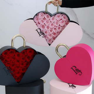 Handicraft Heart-Shaped Eternity Rose Arrangement Preserved Flower Decoration for Valentine's Day And Mother's Day Gift