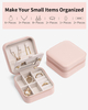 New Arrival PU Leather Joyero Pink Mini Portable Jewellery Necklace Earring Gift Case With Mirror Travel Jewelry Box Organizer