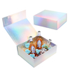 Luxury Sliver Holografica Paper Magnetic Pr Gift Packaging Box Holographic Folding Cosmetic Packaging Gift Box Custom Logo