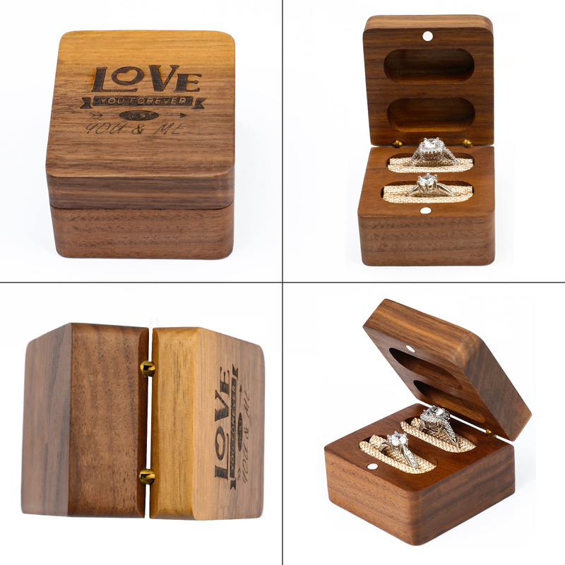 New Design Black Walnut Box Heightened Retro Ring Jewelry Wooden Storage Box Engagement Diamond Ring Box