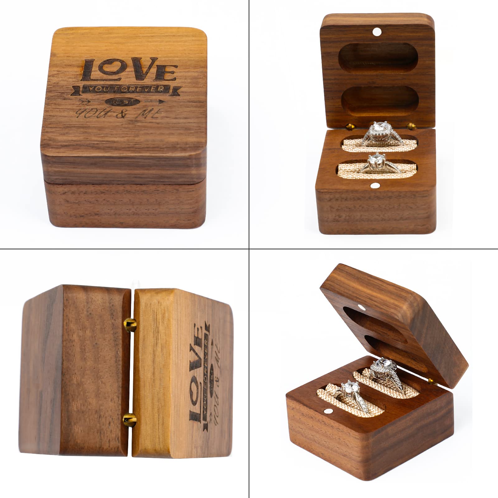 New Design Black Walnut Box Heightened Retro Ring Jewelry Wooden Storage Box Engagement Diamond Ring Box