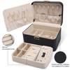 Large Capacity 2 Layers PU Leather Jewelry Organizer Box With Lock And Mirror Removable Dividers Carrying Handle