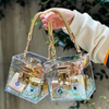 New Arrival Clear Acrylic Wedding Gift Box Square Metal Lock Makeup Organizer Gift Storage Box For Friend