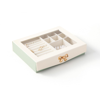 New Velvet Drawer Insert Pink Pu Jewelry Box With Clear Lid for Rings Earrings Necklace Bracelet Earring Organizer