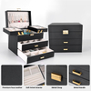 Custom Pu Leather Promotion 3 Tiers Jewelry Organizer Box Handmade Cotton Travel Jewelry Storage Box for Women