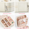 26 Initial Letter Flower Jewelry Organizer Box with Mirror for Women Birthday Gifts Small Travel Jewellery Storage Case
