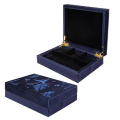 Azure Jewelry Box Hand Embroidery Designs Watch Necklace Bracelet Set Purple Embroidered Floss Organizer Gift Box for Women