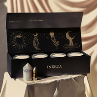 Black Luxury Candle Gift Box Gold Embossed Magnetic Cardboard Paper Packaging Rigid Box for Candle Jar Scented Candle Box