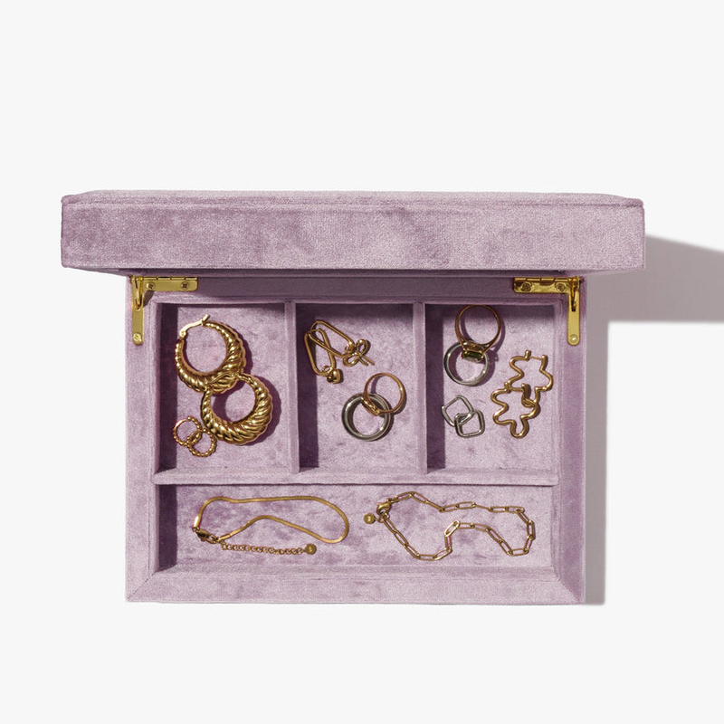 Custom Purple Velvet Bracelet Earring Box Lined Soft Lavender Necklace Ring Set Box Premium Jewelry Packaging Box with Logo