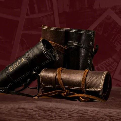 Luxury Vintage Black Perfume Oil Sample Roll Pouch Perfume Bottle Carry Bag Drawstring Leather Waterproof Perfume Packaging Bag