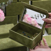 Suede Jewelry Ring Box with Mirror