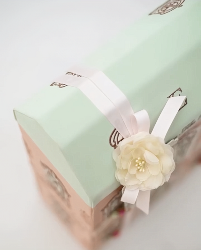 Pink Double Paper Slide Drawer Storage Box Flip Watch Jewelry Packaging House Shaped Gift Box with Flower Ribbon Decorative