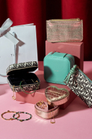 Gold Alligator Embossed Mini Heart Jewellery Box Velvet Pu Leather Bracelet Box Packaging Leopard Earring Necklace Set Display Box