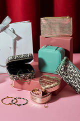 Gold Alligator Embossed Mini Heart Jewellery Box Velvet Pu Leather Bracelet Box Packaging Leopard Earring Necklace Set Display Box