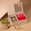 Square Folding Paper Rose Flower Jewelry Packaging Box with Clear Window