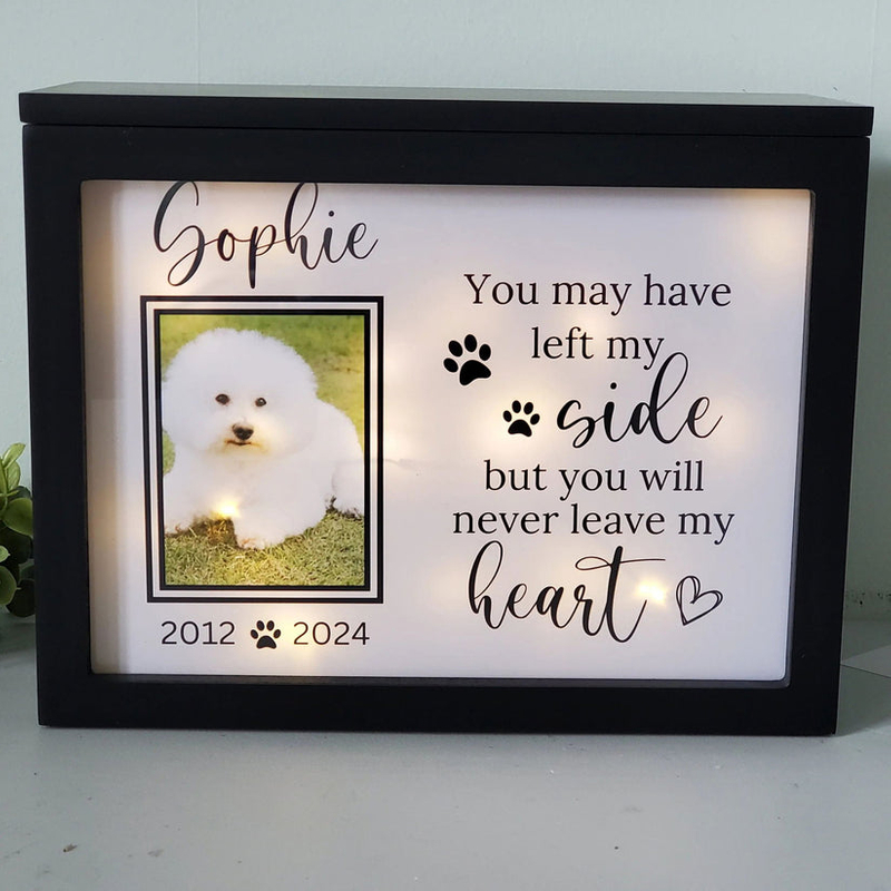 Custom Pet Dogs Caskets Urns Memorial Shadow Box for Photo Cards Wooden MDF Beautiful Memorial Box Packaging Pet Cremation Box 