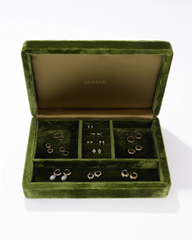 Custom Large Dark Green Velvet Travel Jewellery Sets Box Packaging Necklace Bracelet Earring Ring Jewelry Storage Boxes