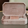 pink octagon velvet travel jewelry storage set box