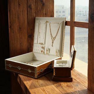 Metal Rivets Wooden Jewelry Packaging Set Box