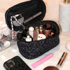 Black Leopard Large Makeup Bag Interior Zipper Pouch Polyester Custom Travel Portable Cosmetic Brushes Skincare Wash Organizer 