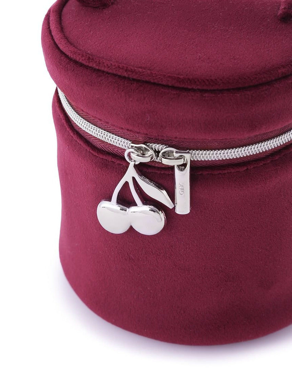 Dark cherry velvet cosmetic bag portable travel custom makeup pouch brush storage bag with zipper pink Skin care lipstick bag