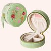 Mini Portable Velvet Embroidered Box Travel Storage Ring Necklace Bracelet Earring Jewelry Boxes with Pouch