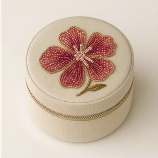 Flowers Sequin Embroidery Jewelry Box Custom Logo Velvet Ring Earring Boxes