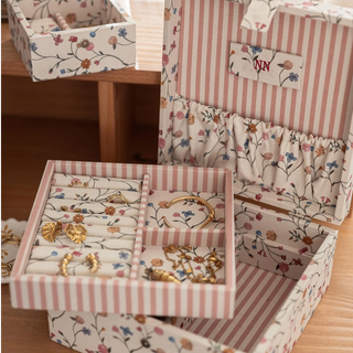 Fabric Flowers Jewelry Ring Earrings Necklace Box Packaging 