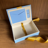 Personalized Linen Photo Souvenir Packaging Box Flip Photo Box with Bow Ribbon Organizer Storage Photo Usb Gift Box