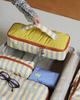 Striped Quilted Travel Pouch Hair Dryer Styling Tools Skincare Pouch